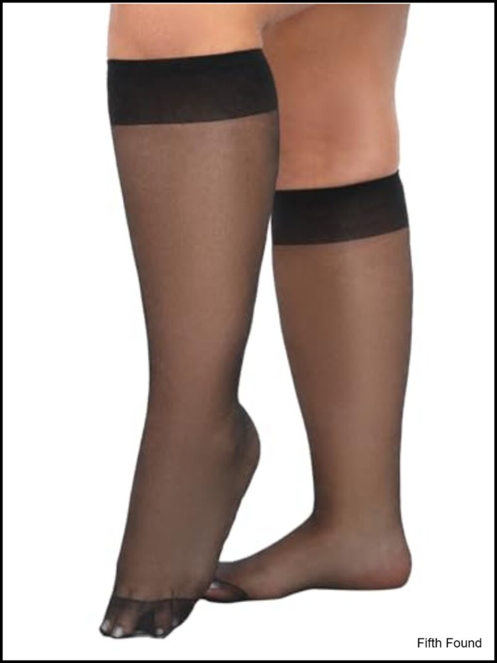 Plus Size Sheer Knee High Stockings 15D Nylon Wide Calf Trouser Socks 6 Pairs